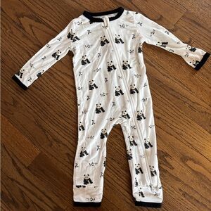Kyte BABY Panda Print Kids Pajamas - Black and White
